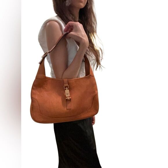 Gucci Tan Leather Jackie piston lock Shoulder Bag - Picture 12 of 14